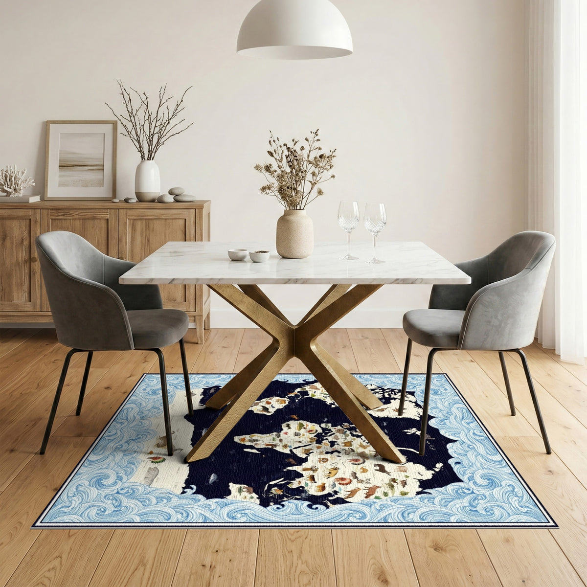 World Wildlife Map Area Rug