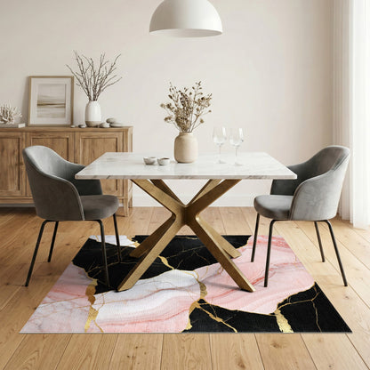 Pink Marble Gold Abstract Pink Area Rug