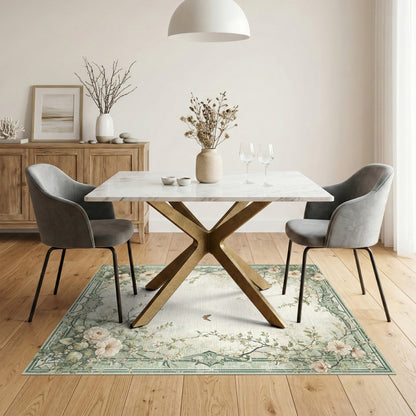 Sage Green Floral Vintage Area Rug