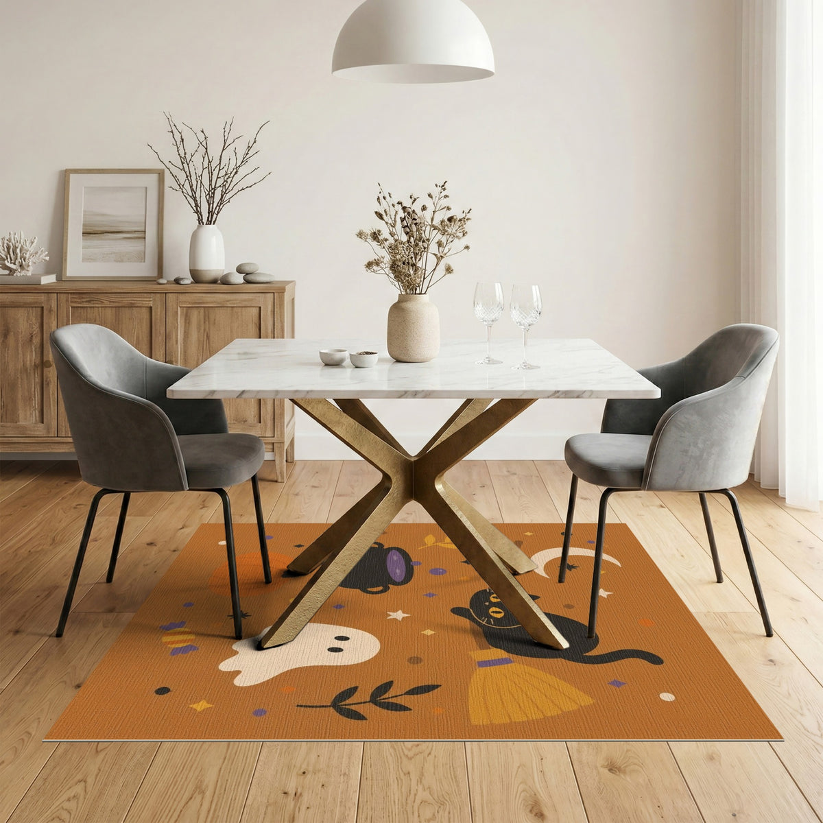 Black Cat Halloween Kids Cartoon Rug