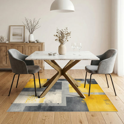 Geometric Modern Yellow Grey Geometric Abstract Area Rug