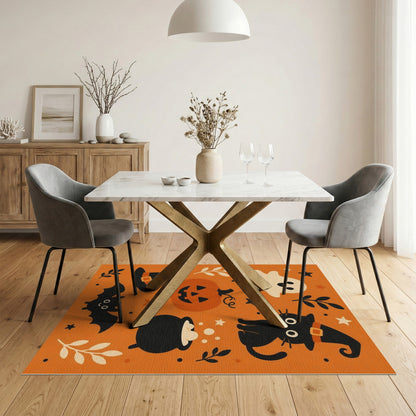 Halloween Kids Cartoon Orange Area Rug