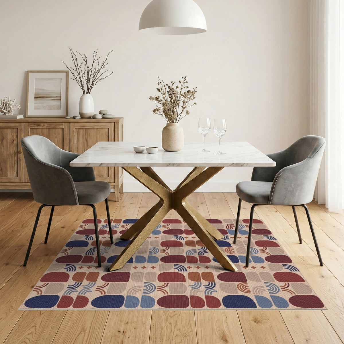 Geometric Arched Area Rug in Earth Tones