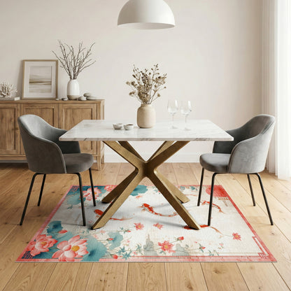 Red Koi Lotus Area Rug