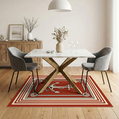 Red Anchor Rope Area Rug
