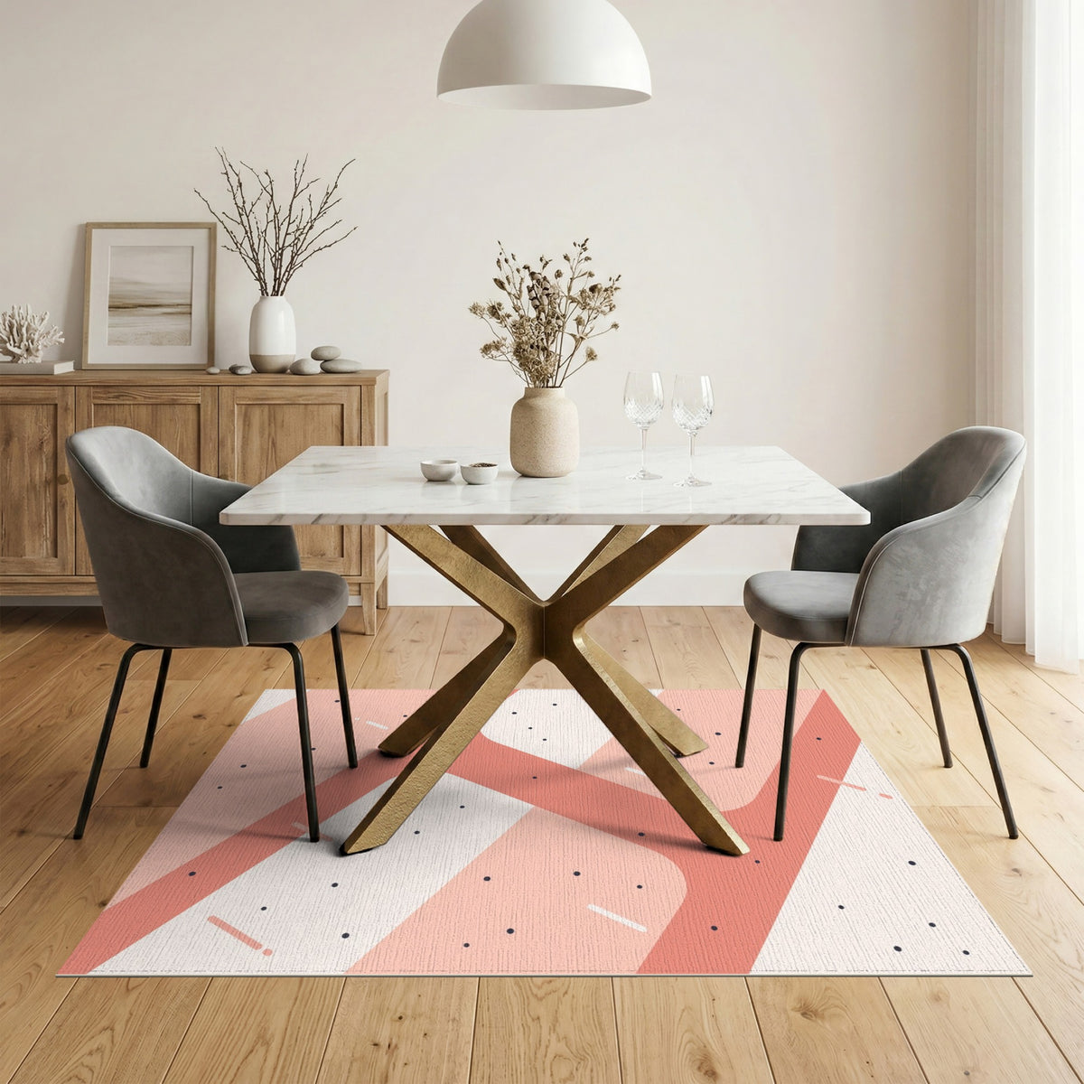 Pink Geometric Modern No. 3 Area Rug