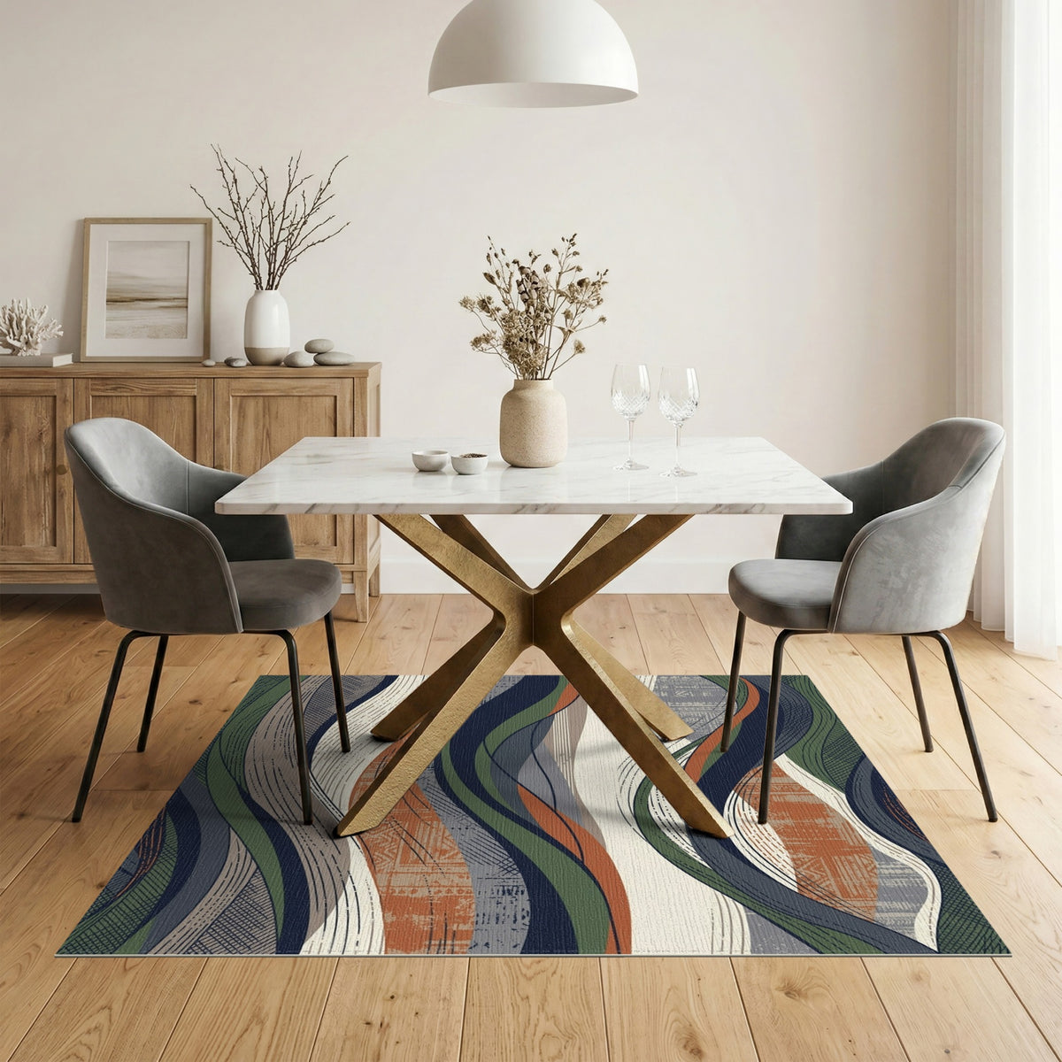 Flowing Waves Abstract Area Rug