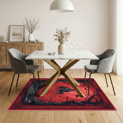 Gothic Haunted Castle Red Area Rug