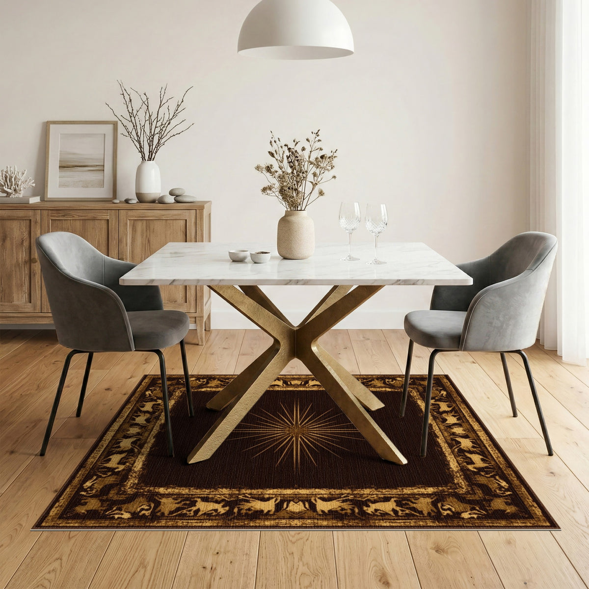 ODIKA Gold Starburst Heritage Tribal Rug