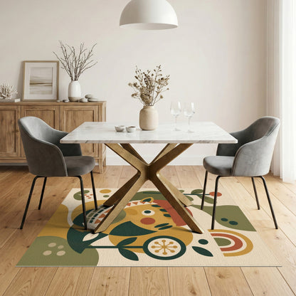 Whimsical Cartoon Face Kids Area Rug