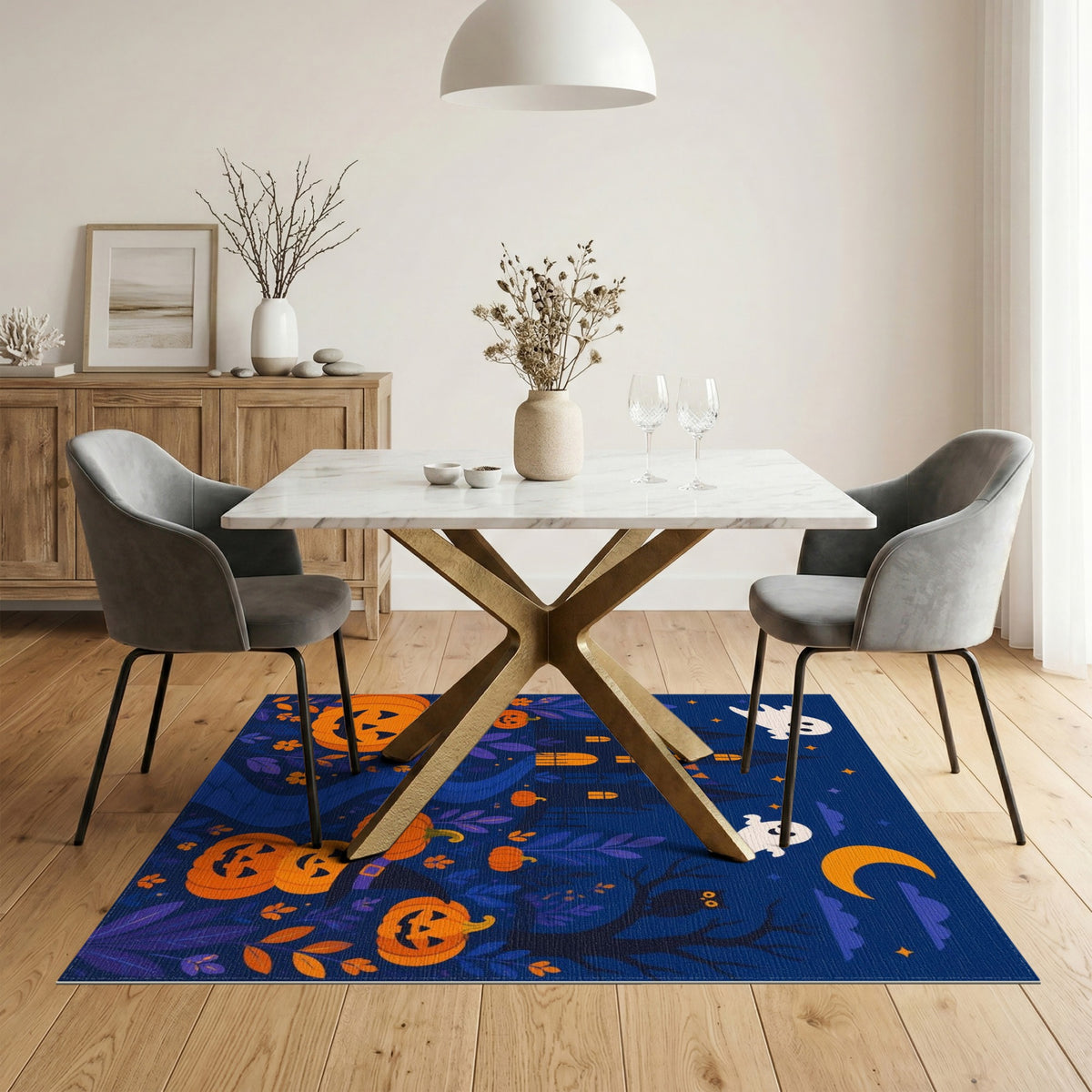 Halloween Haunted Castle Ghost Pumpkin Area Rug