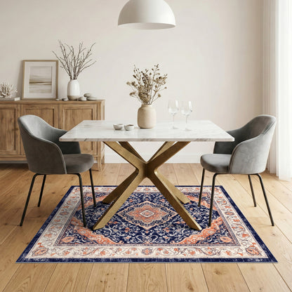 Navy Floral Blue and Teal Navy Blue Persian Floral Medallion Area Rug