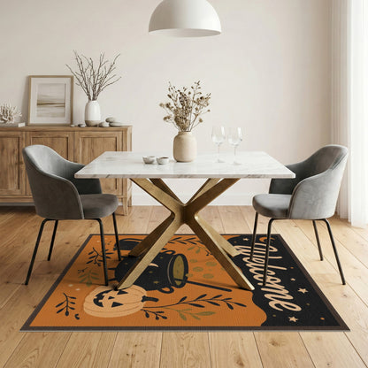 Halloween Welcome Black Cat Cauldron Rug