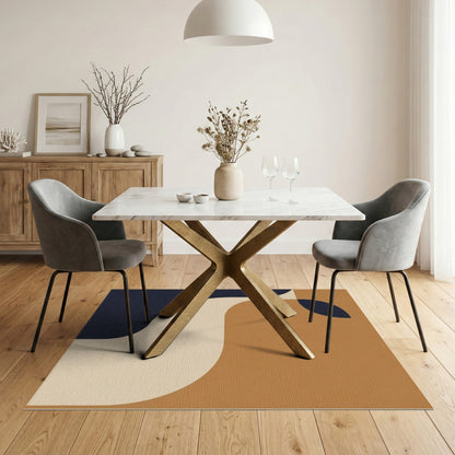 Abstract Brown and Navy Area Rug