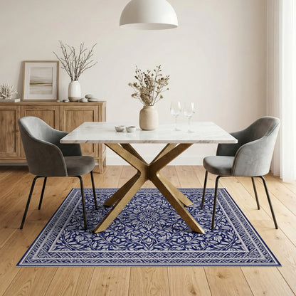 Navy Blue Floral Vintage No. 12 Area Rug