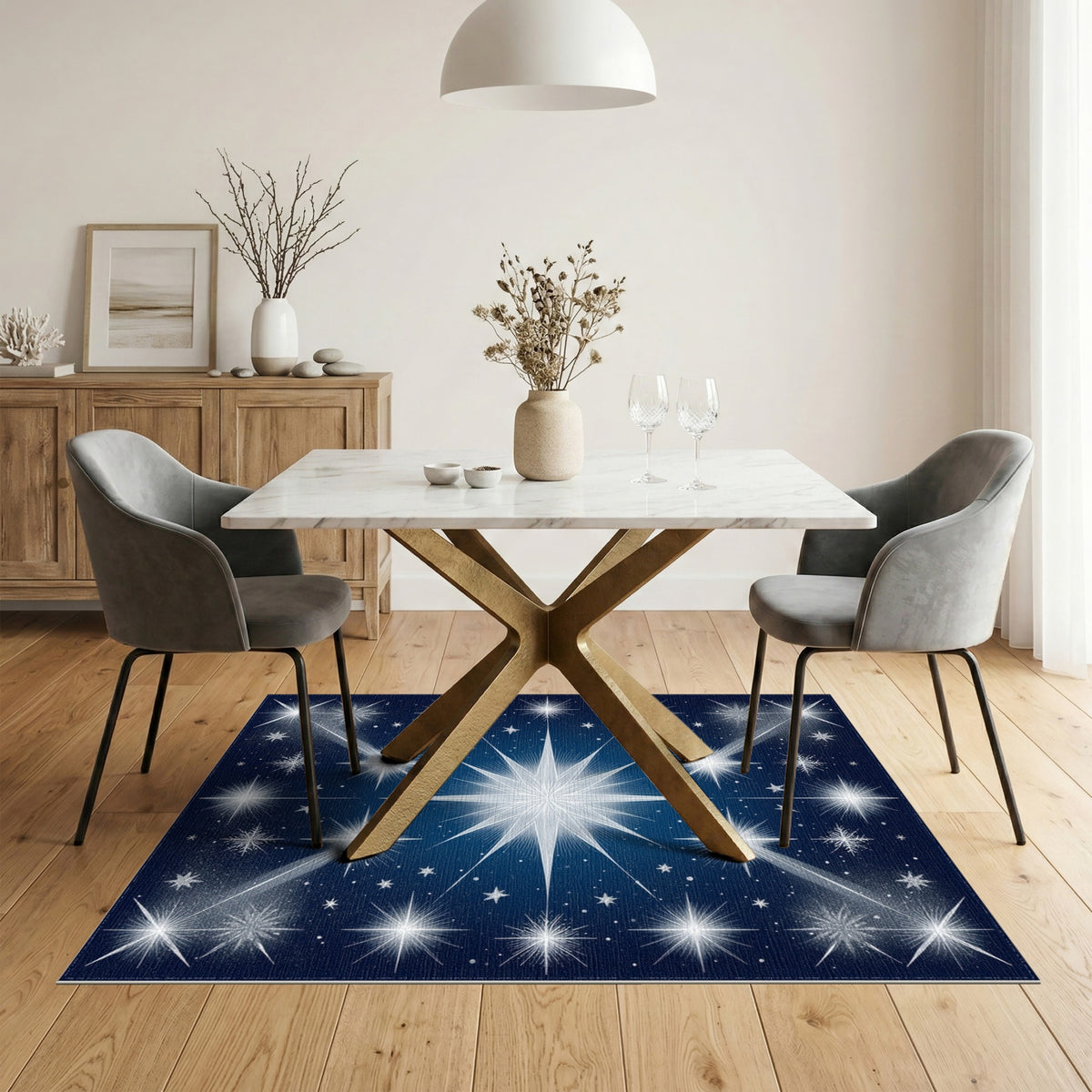 Starburst Midnight Blue Area Rug