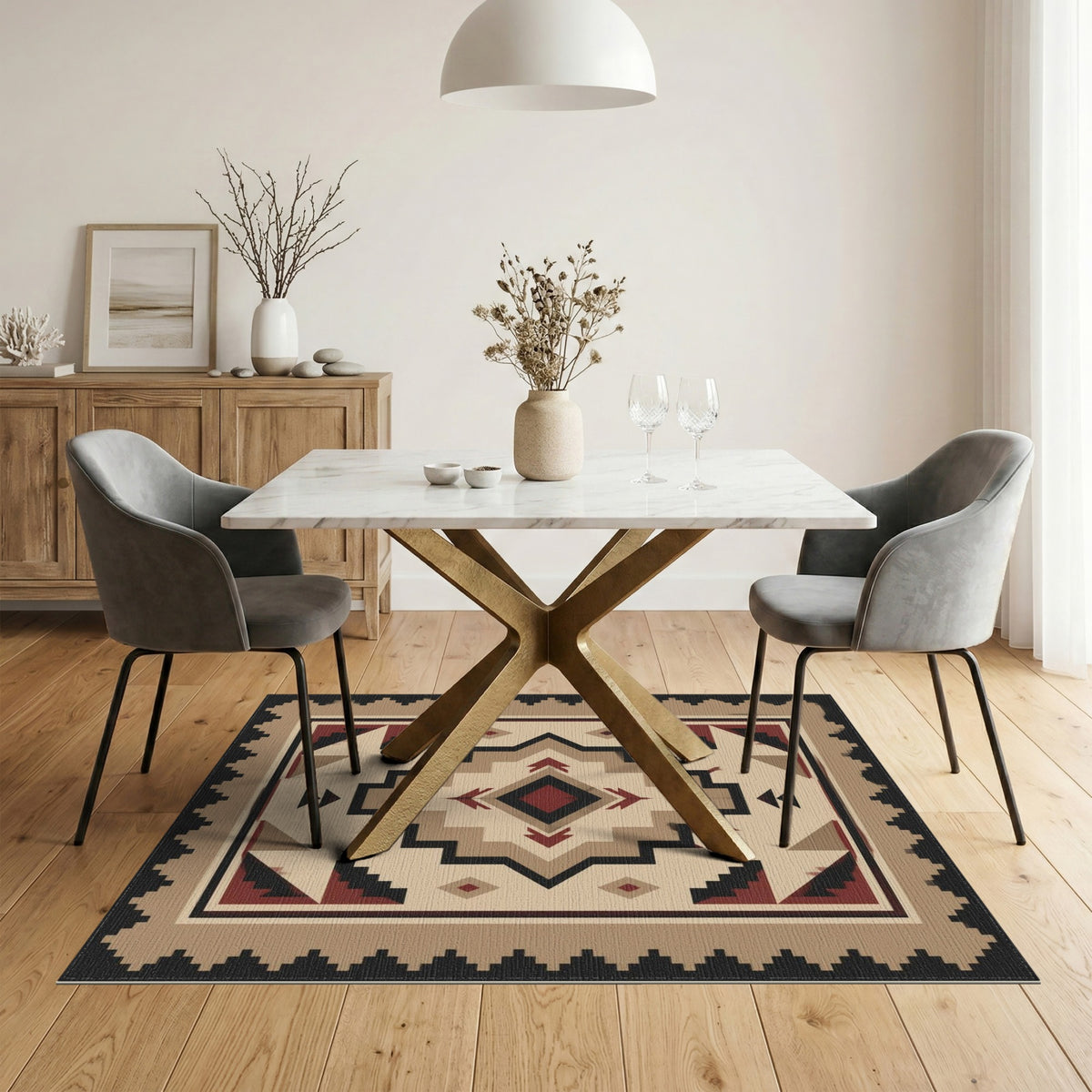 Brown and Tan Southwestern Geometric Area Rug