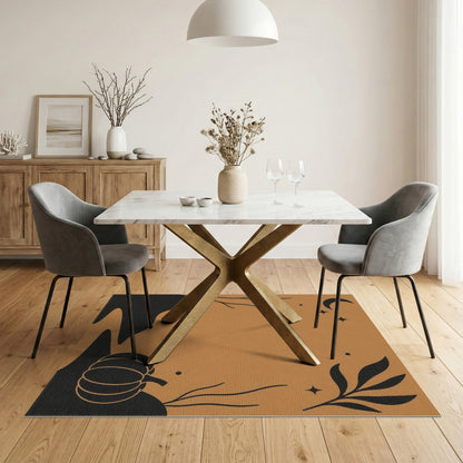 Rustic Farmhouse Orange Pumpkin Moon Area Rug