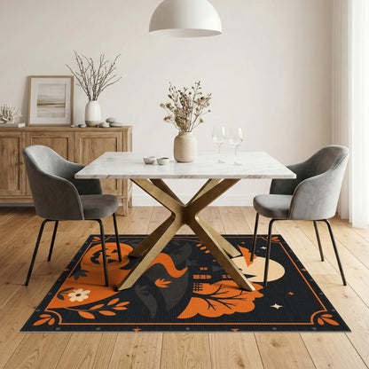 Orange Halloween Pumpkin Haunted House Kids Area Rug