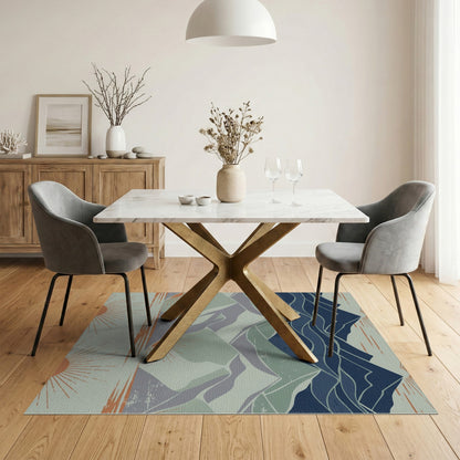 Blue Mountain Peaks Distressed Area Rug