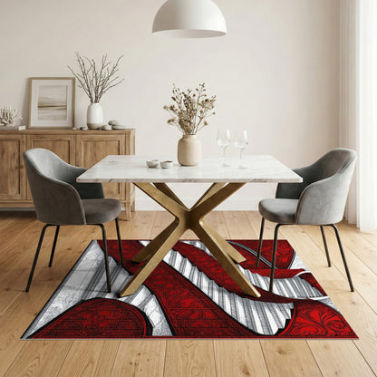Red Ornate Staircase Area Rug