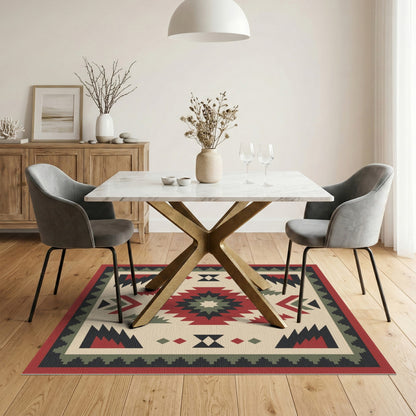 Red Southwestern Geometric Area Rug