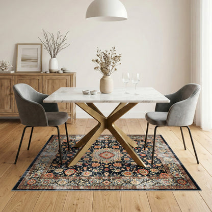 Multi-color and Patterns Black Persian Floral Area Rug
