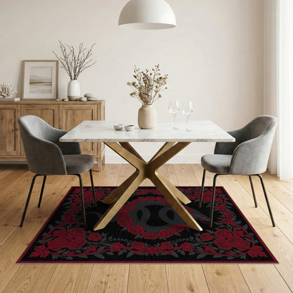 Red Rose Serpent Area Rug