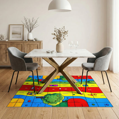 Multi-Color Kids Cartoon Traffic Area Rug