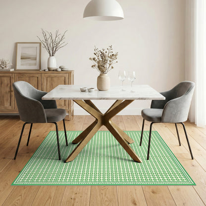 Green Geometric Pattern Washable Area Rug