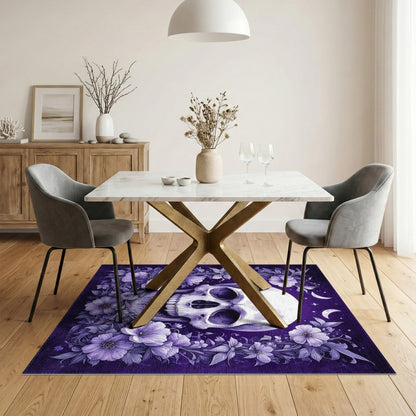 Floral Vintage Purple Floral Skull Area Rug