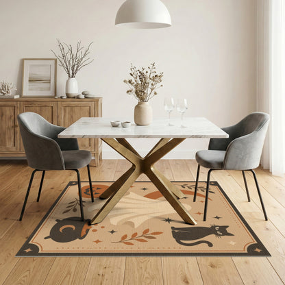 Halloween Ghost Cat Beige Area Rug
