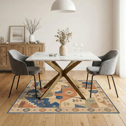 Southwestern Geometric Area Rug with Leaf Accents
