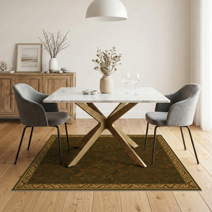 Brown Tribal Area Rug with Zigzag Border
