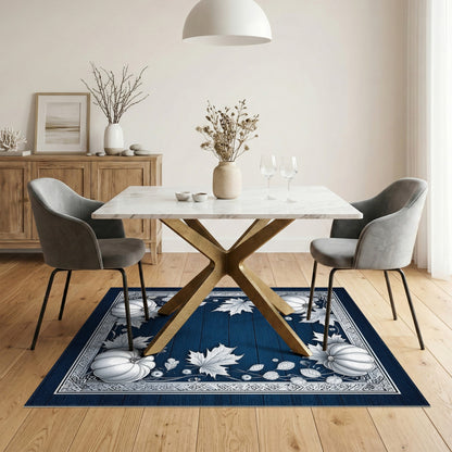 Navy Blue Pumpkin Harvest Area Rug