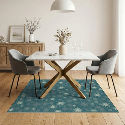 Blue and Teal Starburst Teal Starburst Geometric Area Rug