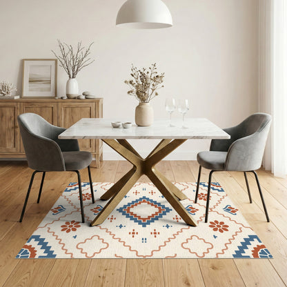 Southwestern Blue Geometric Medallion Rug