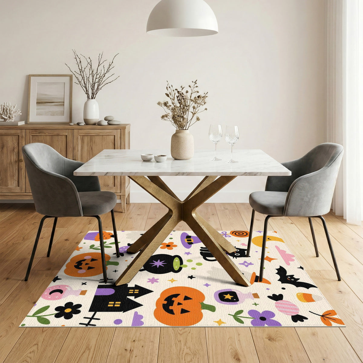 Multi-color and Patterns Halloween Cartoon Kids Area Rug
