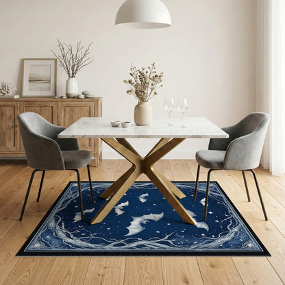 Midnight Bats Starry Sky Area Rug