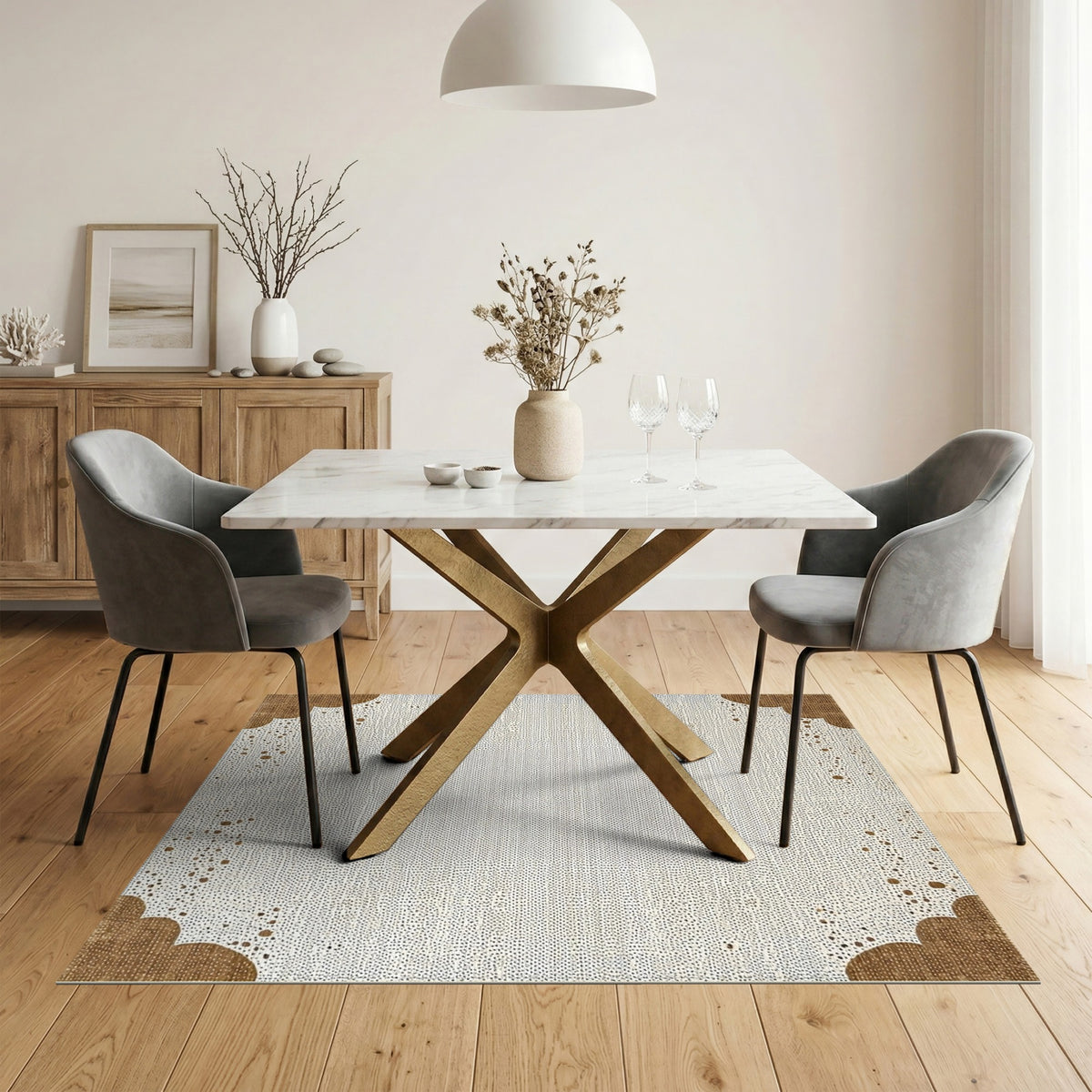 Brown Abstract Dot Area Rug