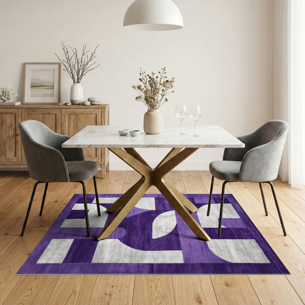 Purple Geometric Area Rug