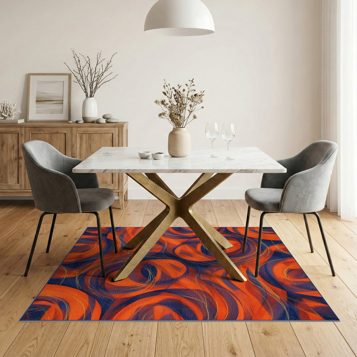 Orange Swirl Abstract No. 3 Area Rug