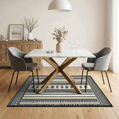 Black White Heritage Tribal No. 61 Area Rug
