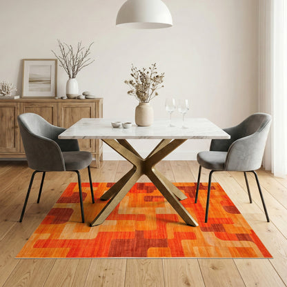 Orange Geometric Area Rug