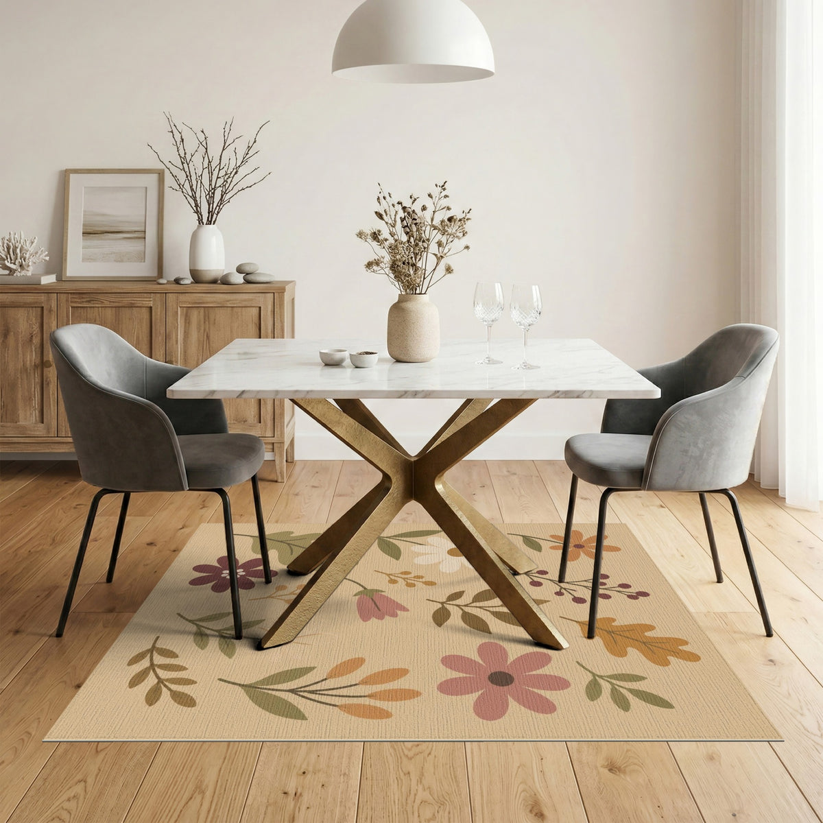 Earthy Floral Vintage Area Rug