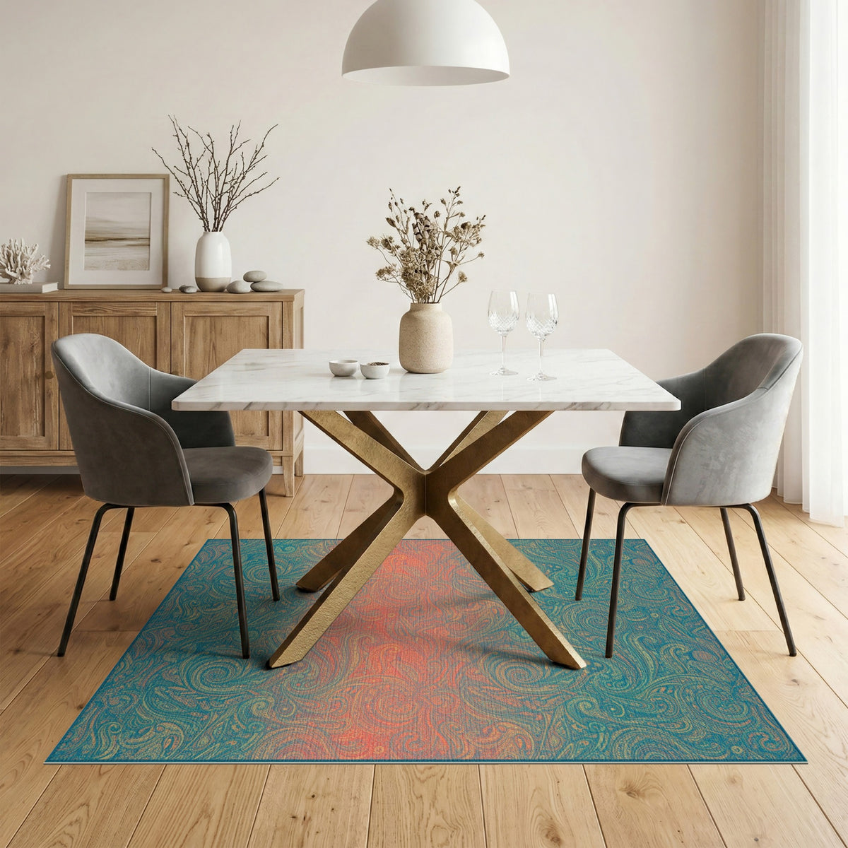 Boho Chic Paisley Swirl Area Rug