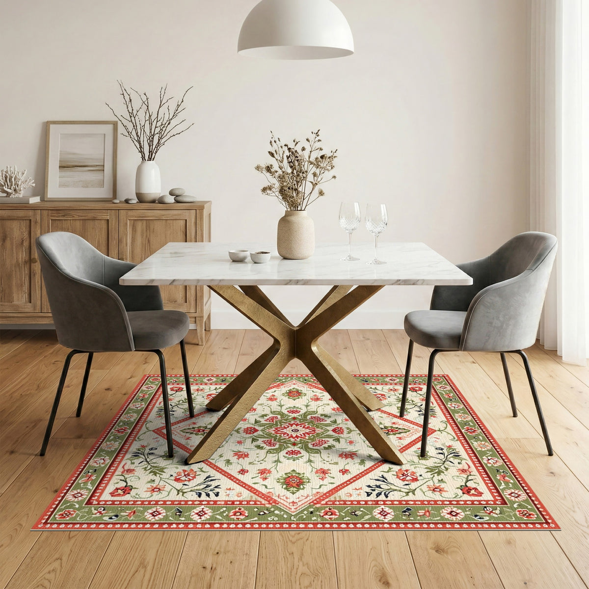 Red Medallion Red Floral Medallion Vintage Area Rug