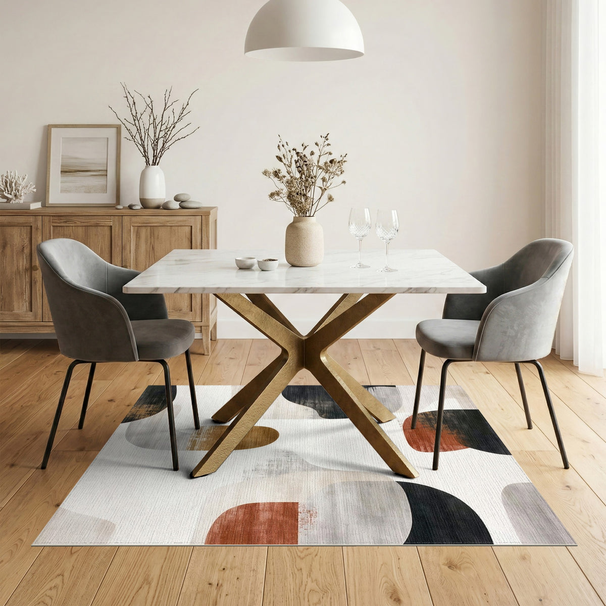 Beige and Neutral Abstract Area Abstract Neutral Shapes Area Rug