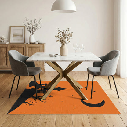 Spooky Orange Castle Area Rug