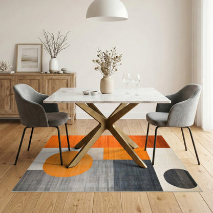 Geometric Modern Orange Geometric Circle Area Rug